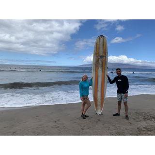 surfing in Maui on our 6th anniversary trip