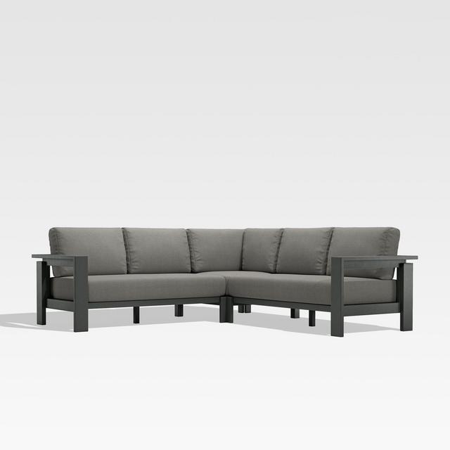 Walker 3-Piece Metal Outdoor Sectional with Graphite Sunbrella Cushions
