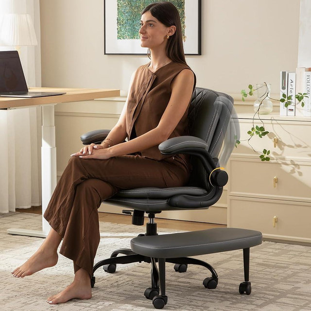 AreShark Cross Legged Office Chair: ADHD Criss Cross Desk Chair with Wheels & Stretchable Rotating Footrest - Height Adjustable Wide Yoga Kneeling Meditation Chair with Flip-up Armrests Back Support