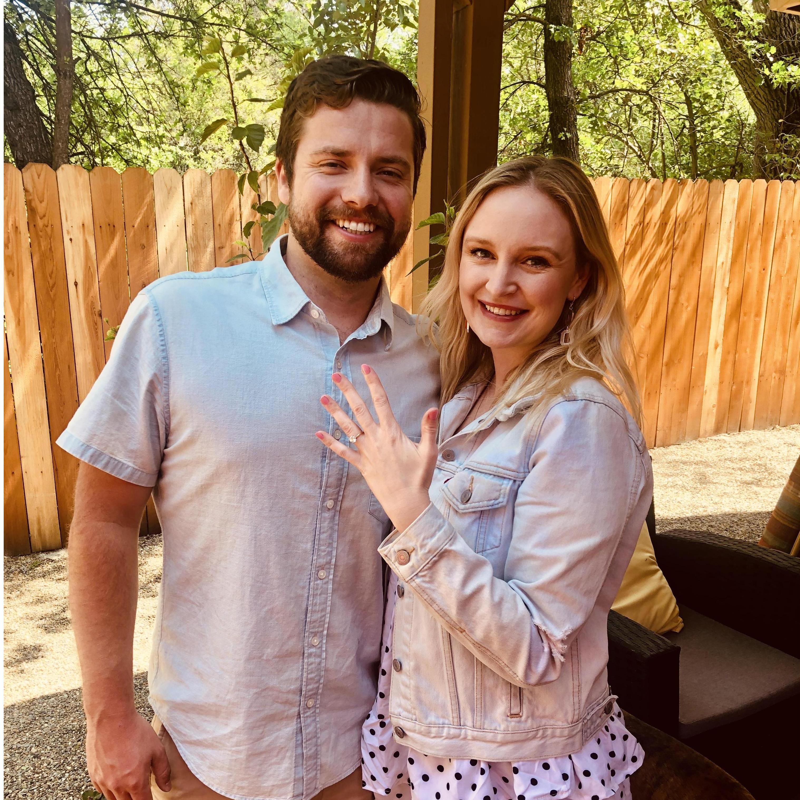 We got engaged! Easter Day 2020. Brian put the ring in an Easter egg in Shannon's Easter basket! She opened the egg and the rest is history!