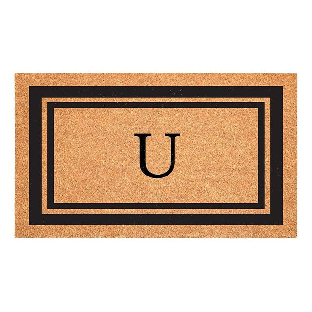 Calloway Mills 152962436U Black Border 24" x 36" Monogram Doormat, (Letter U)