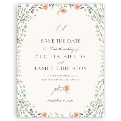 Beige Wedding Digital Save the Date - Papillon Portrait