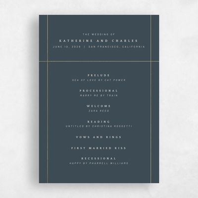 Navy Blue Wedding Program - Corwin Foil