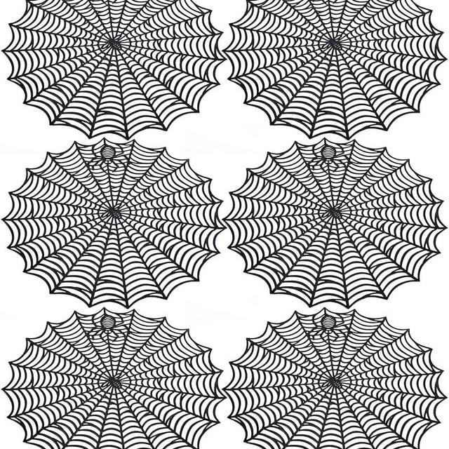 Sfcddtlg 6 Pcs Halloween Spider Web Placemats, 15" Heat Insulation Halloween Placemats Spider Web Table Mats, Hollow Out Spiderweb Coasters Placemat for Dining Table Party Decoration