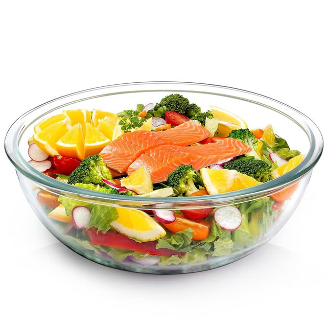 NUTRIUPS 6.3QT Large Glass Mixing Bowl, 11 inch Large Salad Bowls for Serving, Big Glass Bowls for Sourdough
