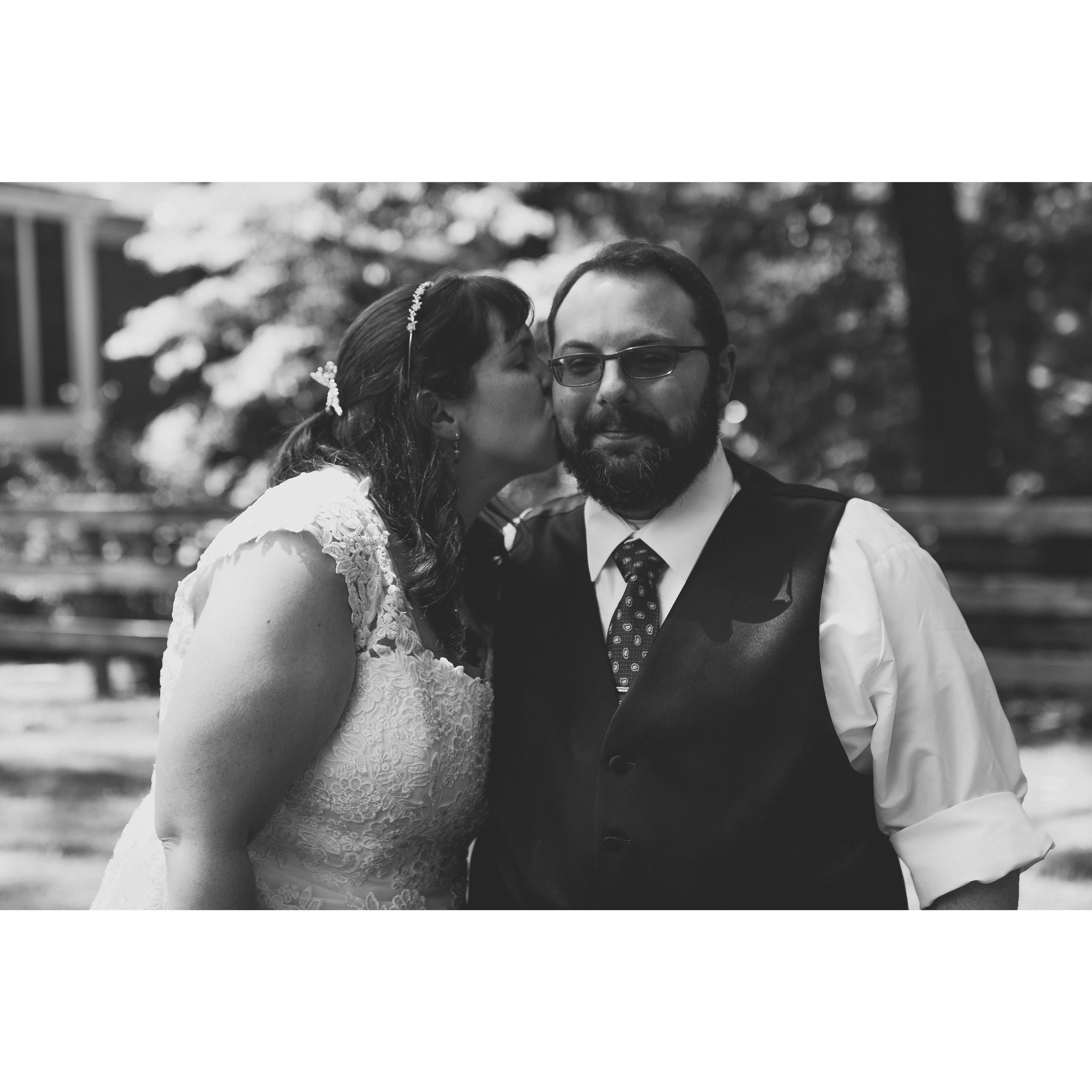 Adam and I during our "First Look" for Part 1 of our wedding in July 2020.