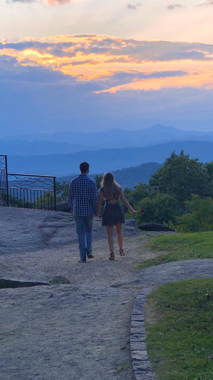 The sunset over the Blue Ridge Mountains the night that we got engaged