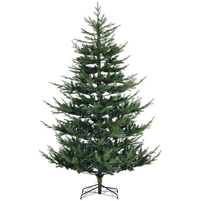 HOMCOM 7.5 Foot Artificial Christmas Tree, Pine Hinged Xmas Tree with Realistic Branches, Steel Base, Auto Open, Green
