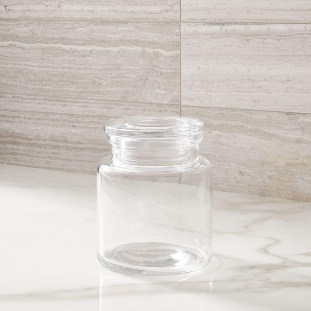 Apothecary Glass Bath Accessories, Clear, Large Lidded Canister