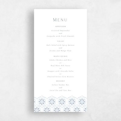 Blue Wedding Menu - Aeolus