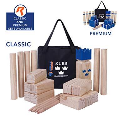 Kubb Yard Game Set for Adults, Families - Fun, Interactive Outdoor Family Games - Durable Pinewood Blocks with Travel Bag - Clean, Games for Outside, Lawn, Bars, Backyards