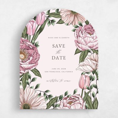 Beige Arch Wedding Save the Date - Granger Portrait