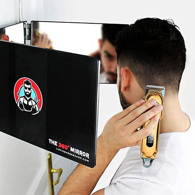 The 360° Mirror - 3 Way Mirror for Self Hair Cutting with Height Adjustable Telescoping Hooks