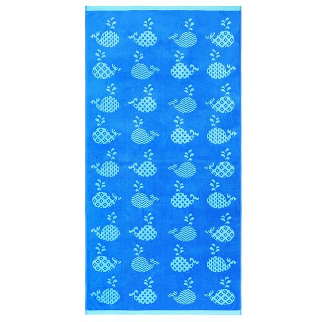 Geometric Whales Velour Beach Towel