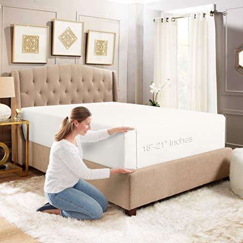 Empyrean Bedding Deep Pocket Fitted Sheet – Hotel Luxury Silky Soft Double Brushed Microfiber Sheet – Hypoallergenic Wrinkle Free Cooling Deep Pocket Bed Sheet, White - Queen