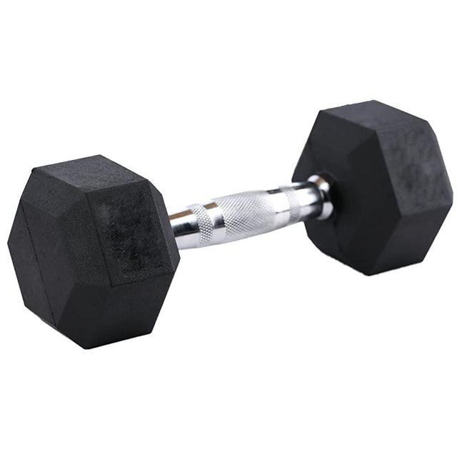 RAGE Fitness Hex Dumbbell Premium Rubber Encased, Hand Weight (10lb, 20lb, 25lb, 35lb, 40lb, 45lb, 50lb - SOLD INDIVIDUALLY), Black With Steel Chrome, Weightlifting, Hexagon Dumbbell