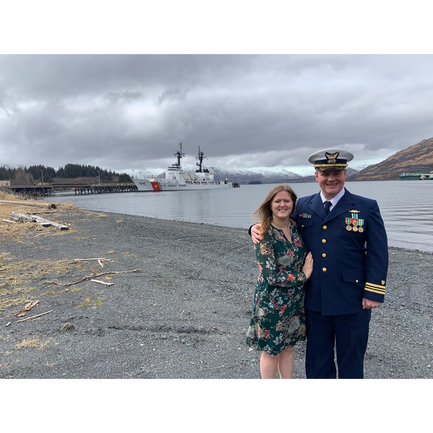 Kodiak, Alaska, in front of Kyle's old ship.