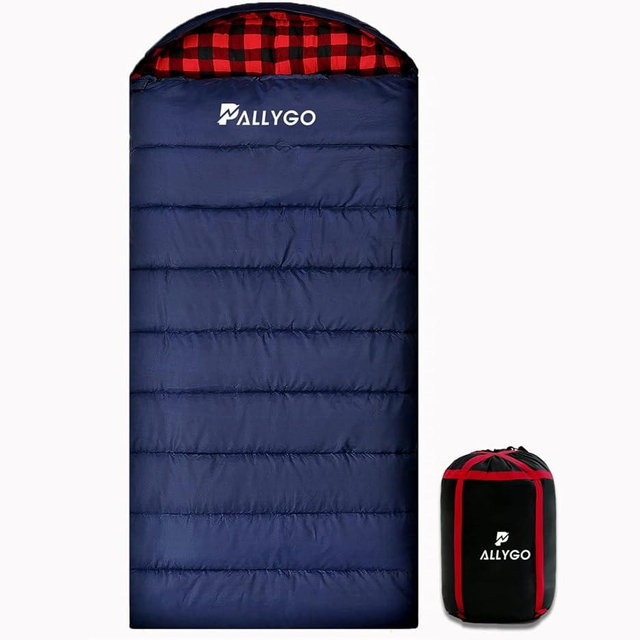PALLYGO 0 Degree Sleeping Bag Cotton Flannel Sleeping Bags for Adults Cold Weather Camping Winter Zero Degree Warm Weather Big and Tall