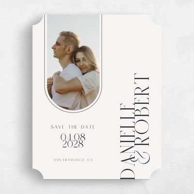 Beige Ticket Wedding Save the Date - Falcon Photo
