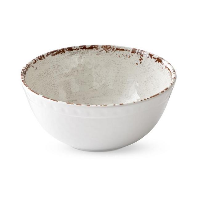 Rustic Outdoor Melamine Large Bowl, Set of 4, White