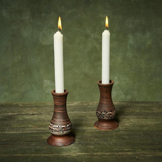 Handmade Ceramic Candle Holders – Scandinavian Clay Set of 2