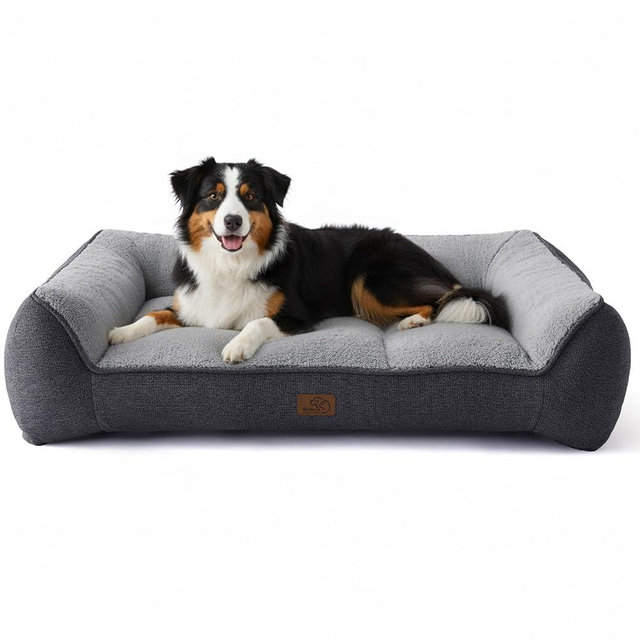 Bedsure XL Pro Orthopedic Dog Beds Large Sized Dog - Extra Thick Supportive Dogs Couch with Waterproof Washable Cover, Extra Large Comfort Pet Bed Sofa with Soft Sherpa and Nonskid Bottom, Grey, 45"