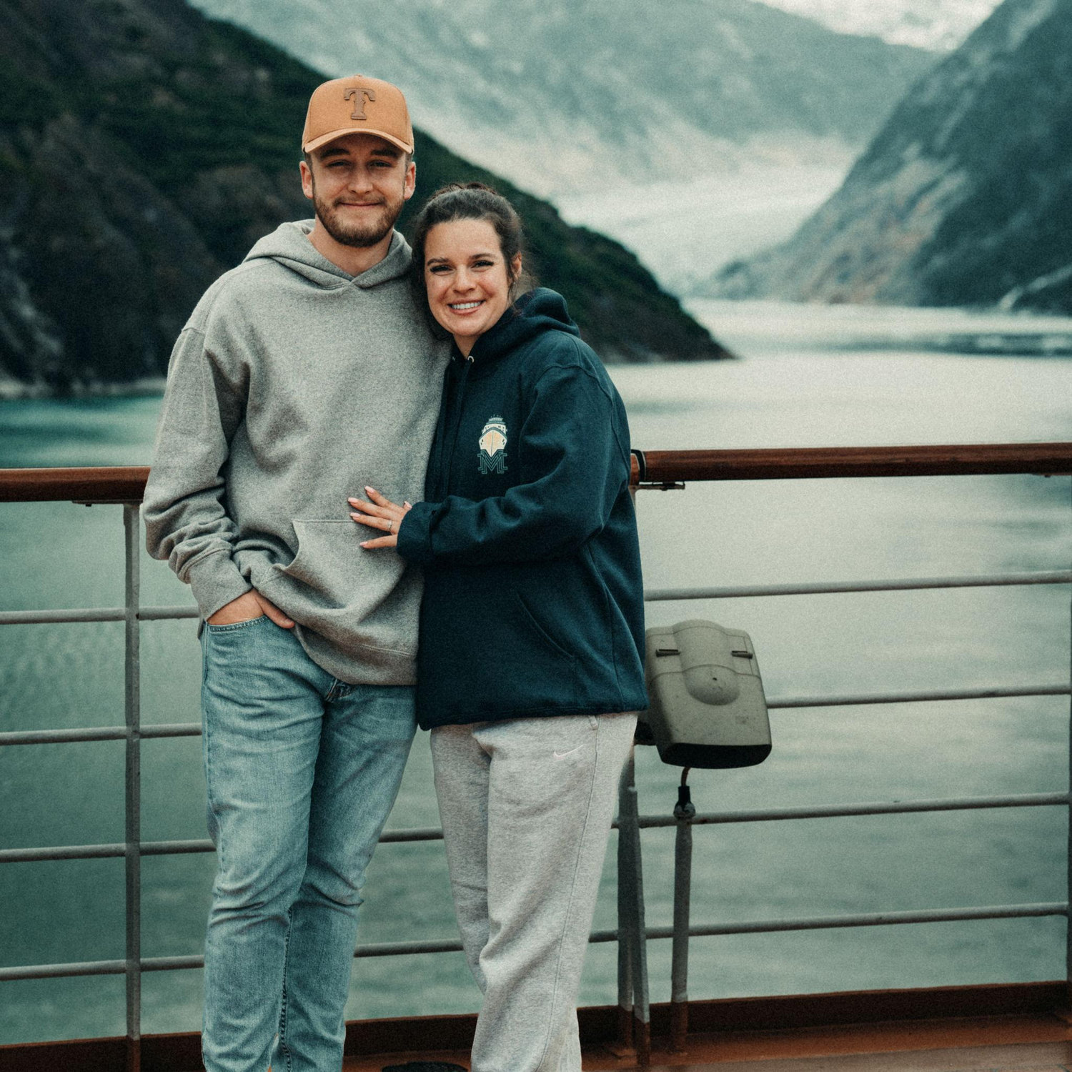 In front of a glacier in Dawes Glacier in the Endicott Arm.