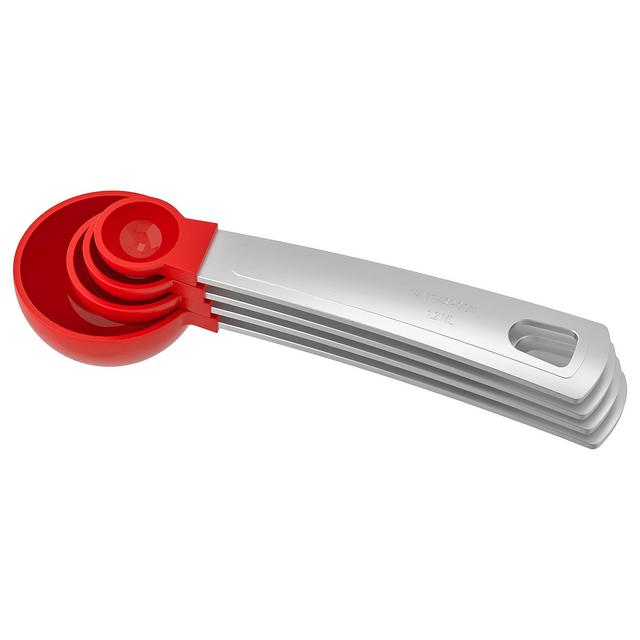 DESSERT                              Measuring spoons, set of 4, red, stainless steel