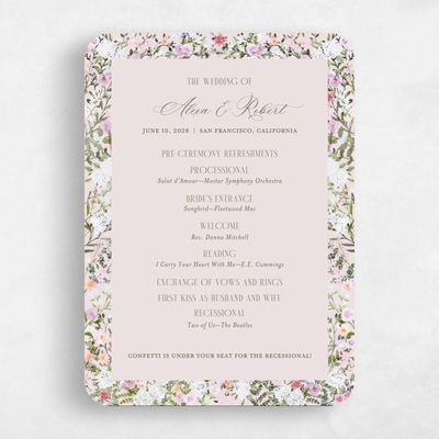 Pink Rounded Wedding Program - Garden Gate