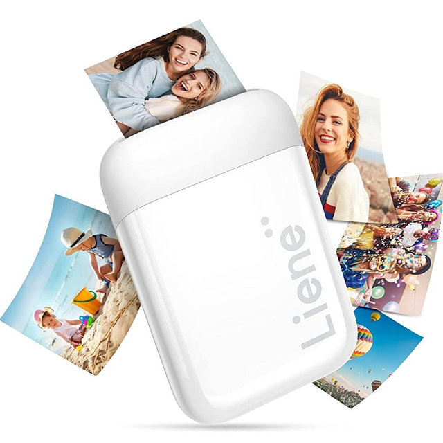 Liene 2x3” Photo Printer, Mini Instant Portable Photo Printer w/ 5 Zink Adhesive Paper, Bluetooth 5.0, Compatible w/iOS & Android, Small Picture Printer for iPhone, Smartphone, White