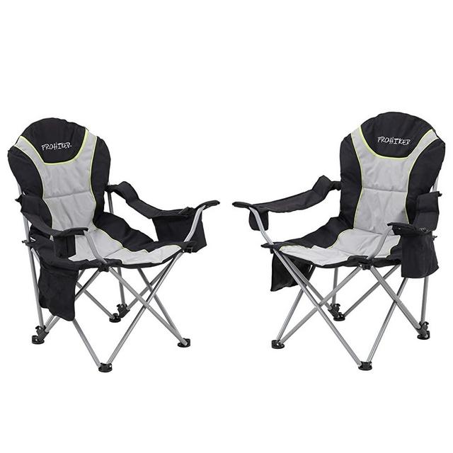 PROHIKER Folding Camping Chairs, Outdoor Camping Chairs Lightweight Heavy Duty with Cup Holder Storage and Cooler Bag