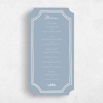 Blue Ticket Wedding Menu - Katinka