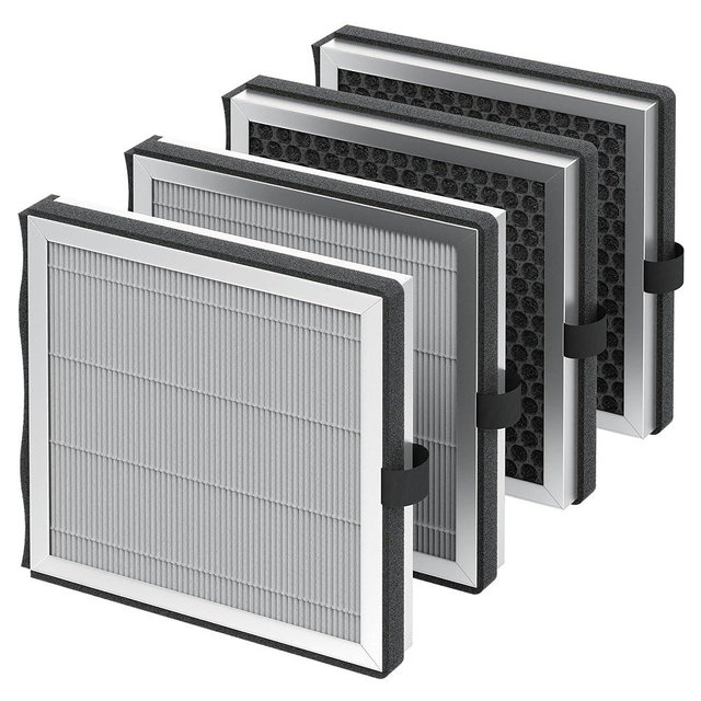FMDZFL JF500 Replacement Filter Compatible with JF500 Air Purifier, 3-in-1 HEPA 13 Filtration System, 4 Pack