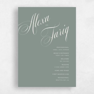 Deep Sage, Green Wedding Program - Dametta