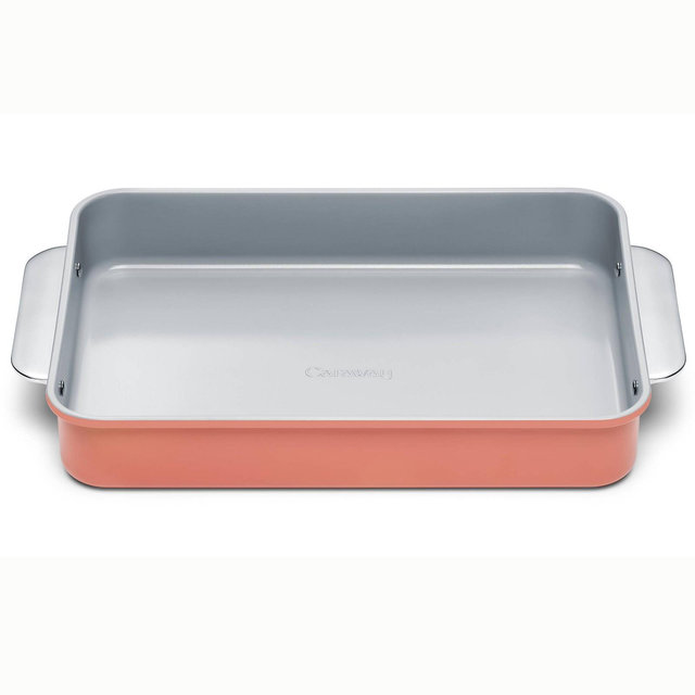 Caraway Home 9.13' Nonstick Ceramic Rectangle Pan Perracotta: Aluminized Steel, Hand Wash, Baking Pan, 1-Year Warranty