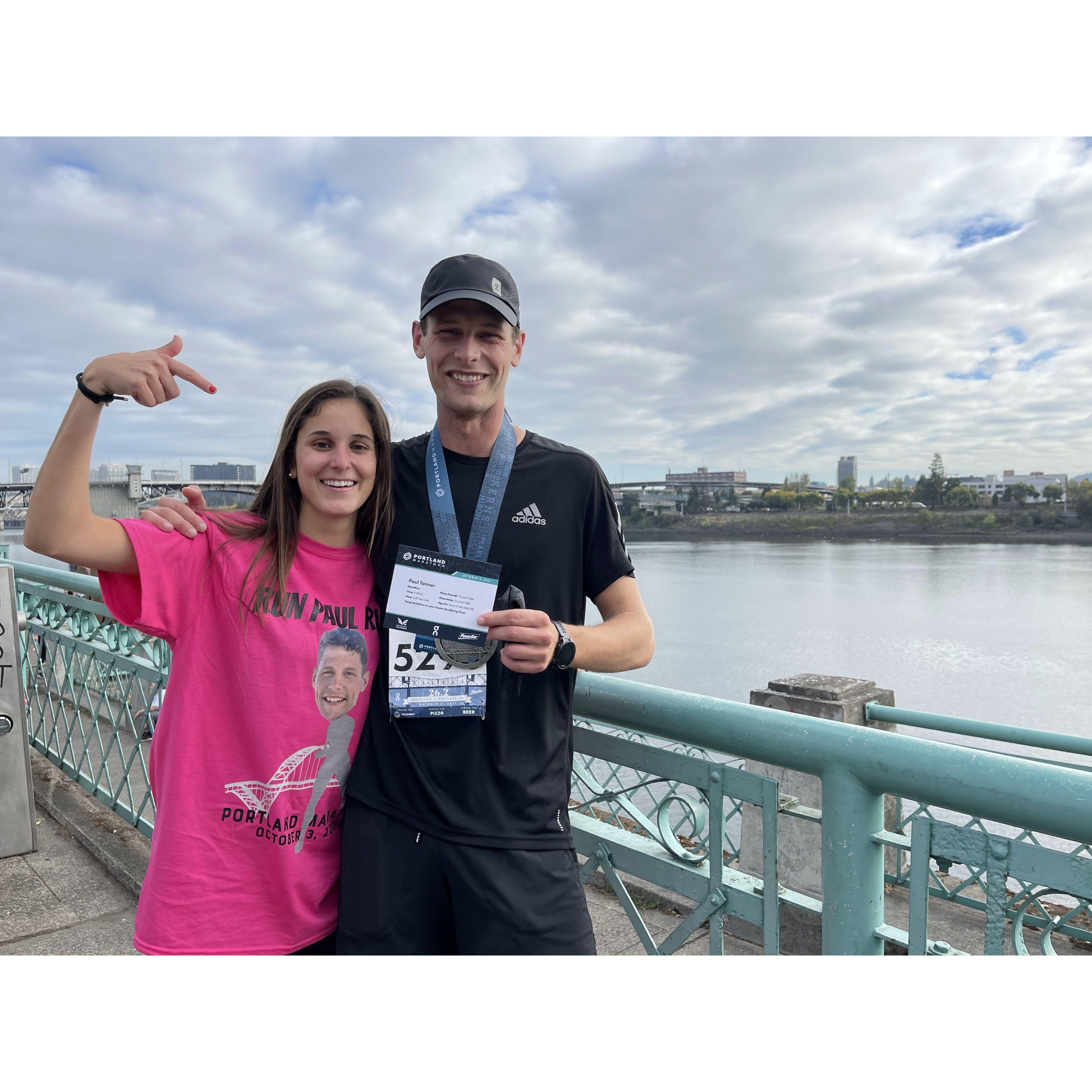 Paul's Boston qualifying time at the Portland Marathon