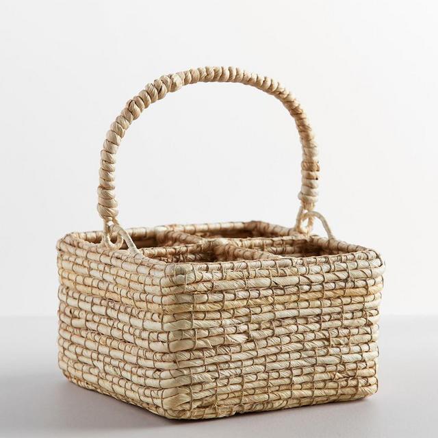 Wynne Coil Handwoven Abaca Flatware Caddy - Light Natural