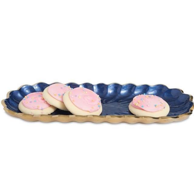 Peony 14" Rectangular Tray Gold Sapphire