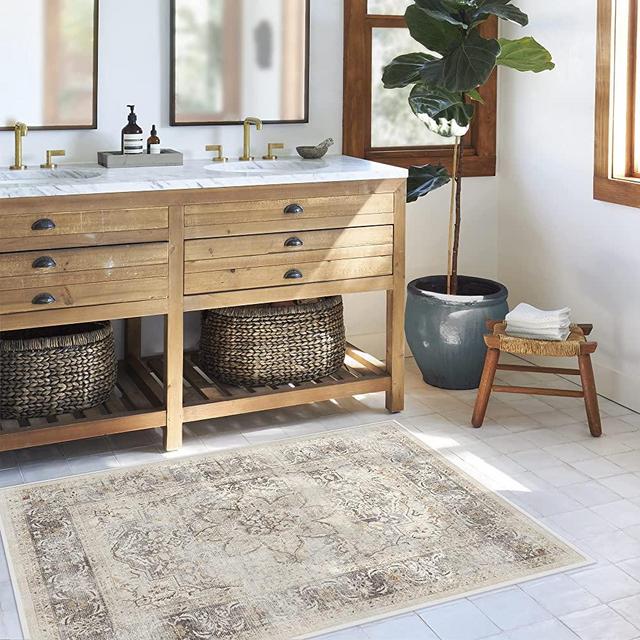 RUGGABLE Sarrah Washable Rug - Perfect Vintage Area Rug for Living Room Bedroom Kitchen - Pet & Child Friendly - Stain & Water Resistant - Hazel 3'x5' (Standard Pad)