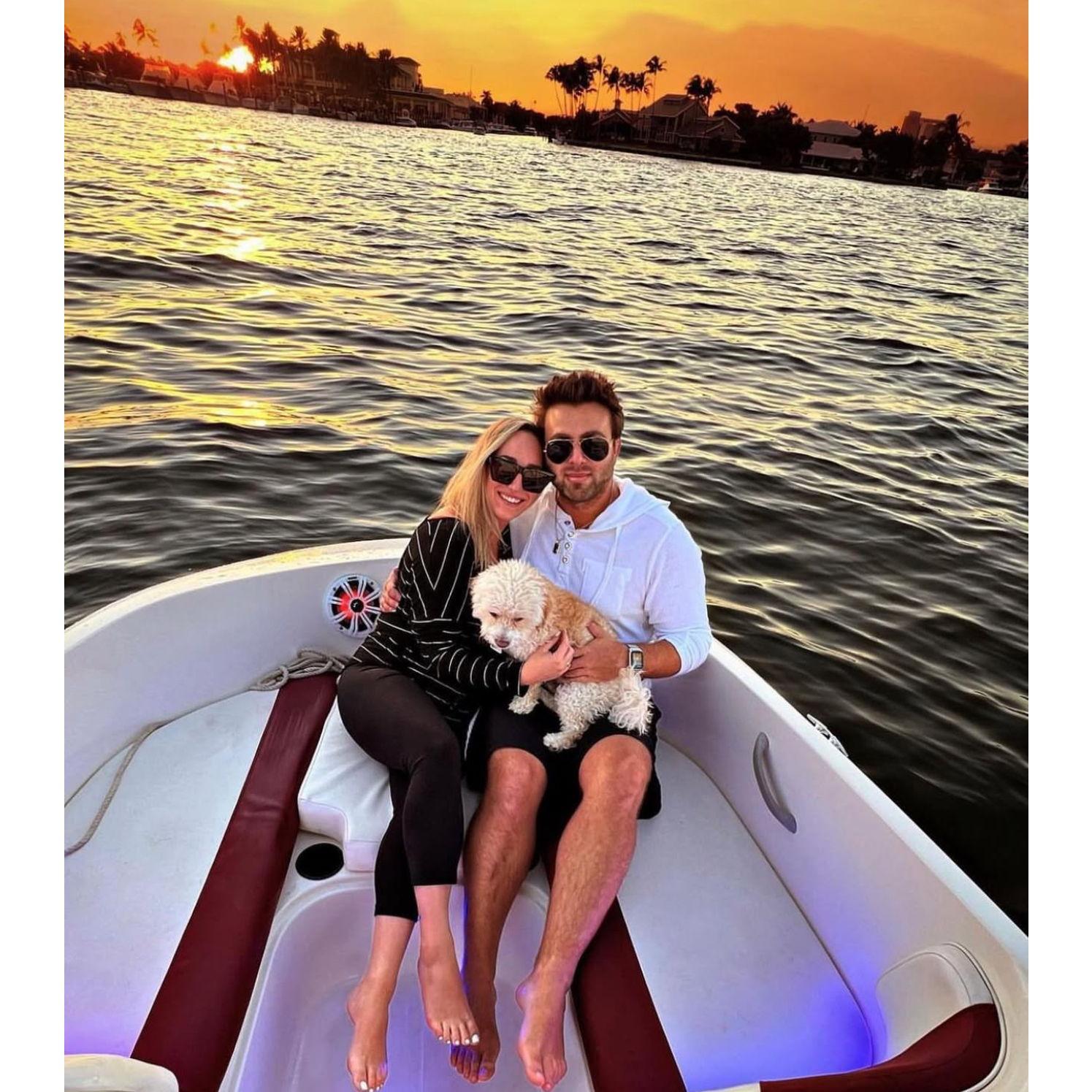 Sunset boat ride with Riley