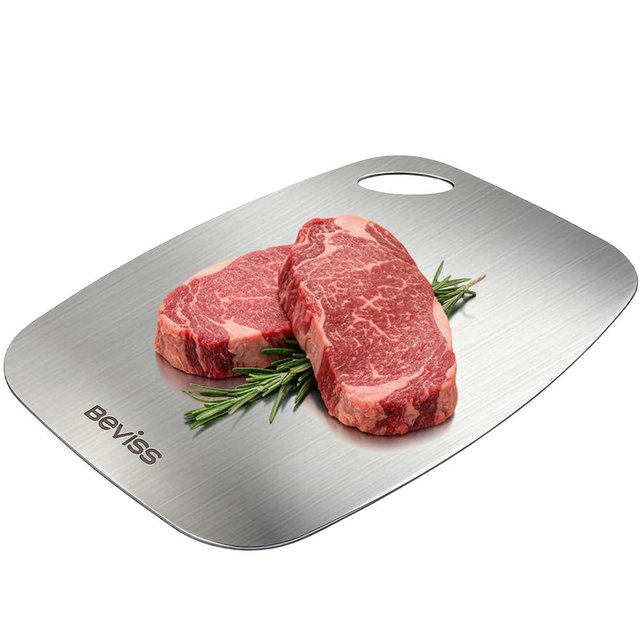 Beviss Cutting Board, 100% Pure 18/8 Stainless Steel Cutting Board Double Sided, 15" x 11" Chopping Board for Kitchen, Dishwasher Safe Chopping Board for Meat, Vegetables or Fruit, Large