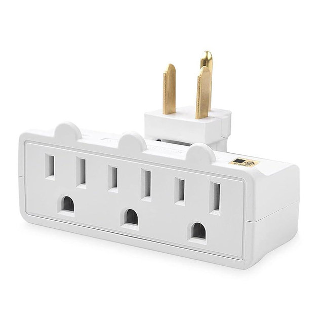 Multi Plug Outlet Splitter, 3 Outlet Adapter Grounded 180 Degree Swivel Wall Plug Outlet, UL Listed 3-Outlet Extender, Grounded Wall Tap Power Plug Expander for Household Appliances (1 Pack)
