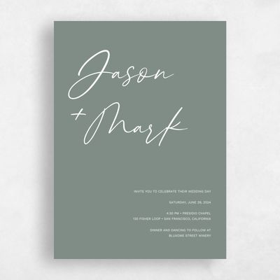 Basil, Green Wedding Invitation - Nahomi Type