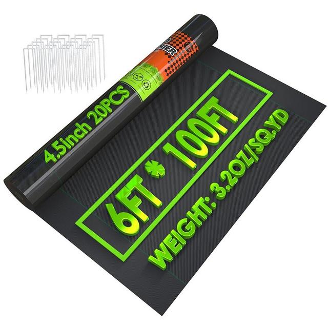 CFTEL 6x100FT Weed Barrier Landscape Fabric Heavy Duty, 3.2oz Durable Geotextile Fabric, Weed Block Gardening Ground Cover Mat, Weed Control Garden Cloth for Landscaping, French Drains, Yard Driveway