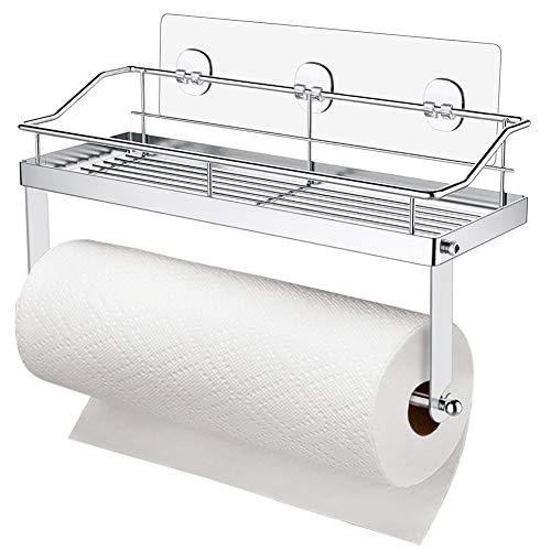 Carry360 Adhesive Paper Towel Holder Shelf,Wall Mounted Paper Towel Roll Rack Basket for Kitchen,Shower Bathroom & Balcony,Rustproof,No Drilling,SUS 304 Stainless Steel