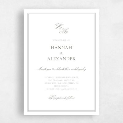 Dark Sage, Green Wedding Invitation - Wyncote Portrait