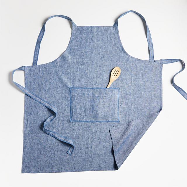 Serged Linen Blue Apron