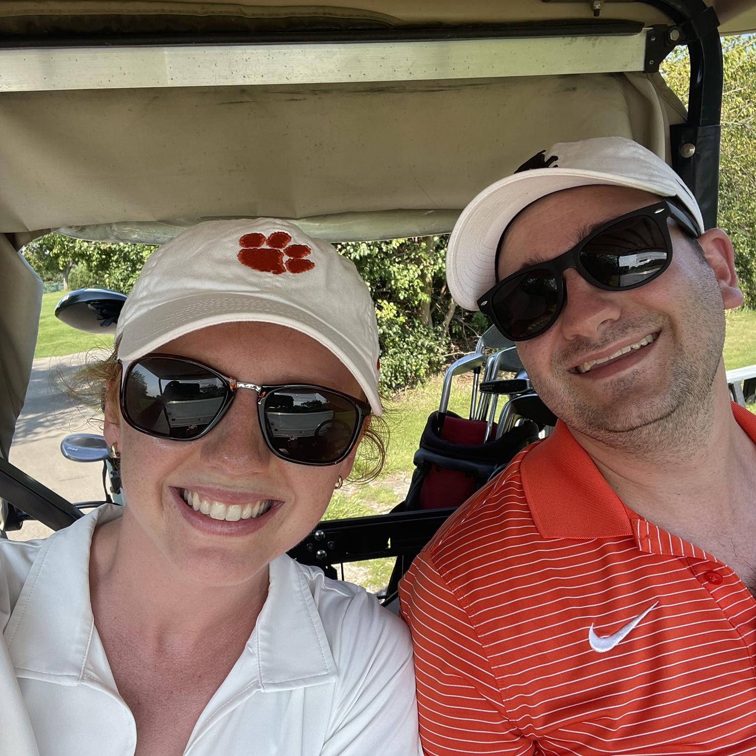 Cormac teaching Mackenzie to golf!