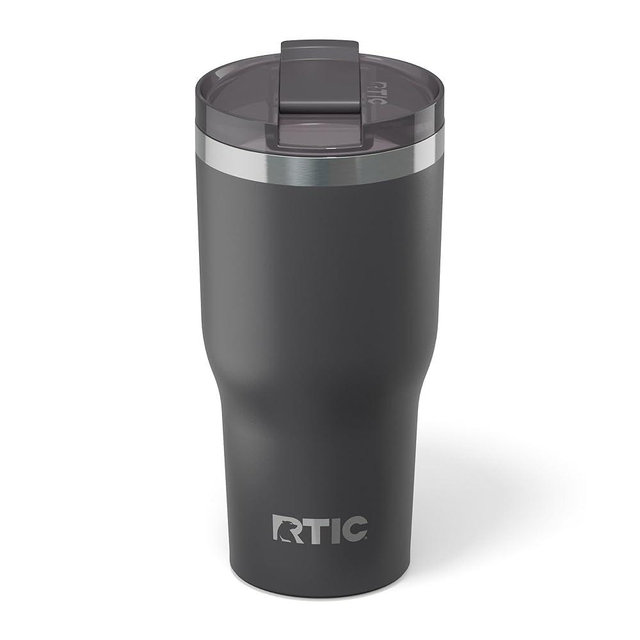 RTIC 30oz Essential Tumbler with Lid, Ceramic Lined, Insulated, Stainless Steel, Metal, Double Wall Vacuum-Insulation, Travel Cup for Iced Coffee, Tea, Hot and Cold Drink, Graphite
