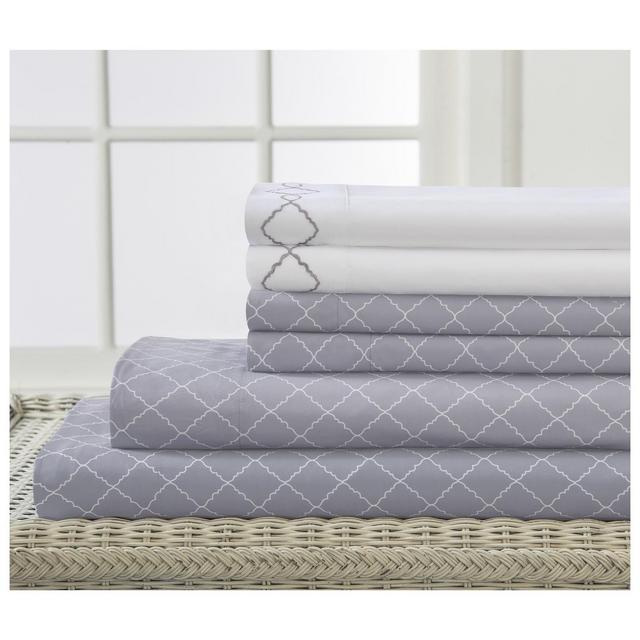 Revina 6pc Embroidered Microfiber Sheet Set (Queen)Gray - Elite Home Products